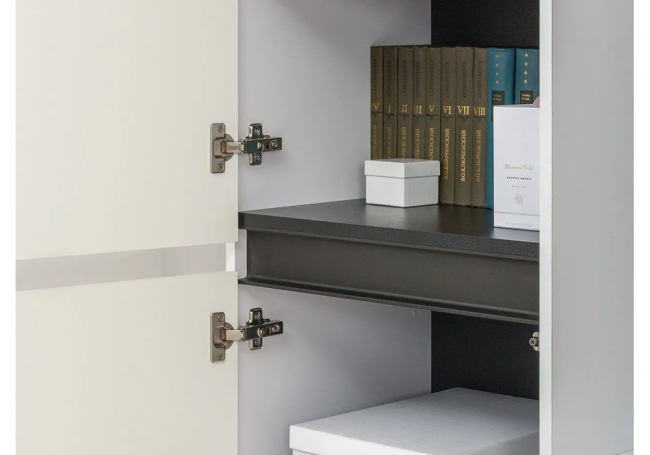 Сейдиль с ящиком белый премиум / черный / белый глянец