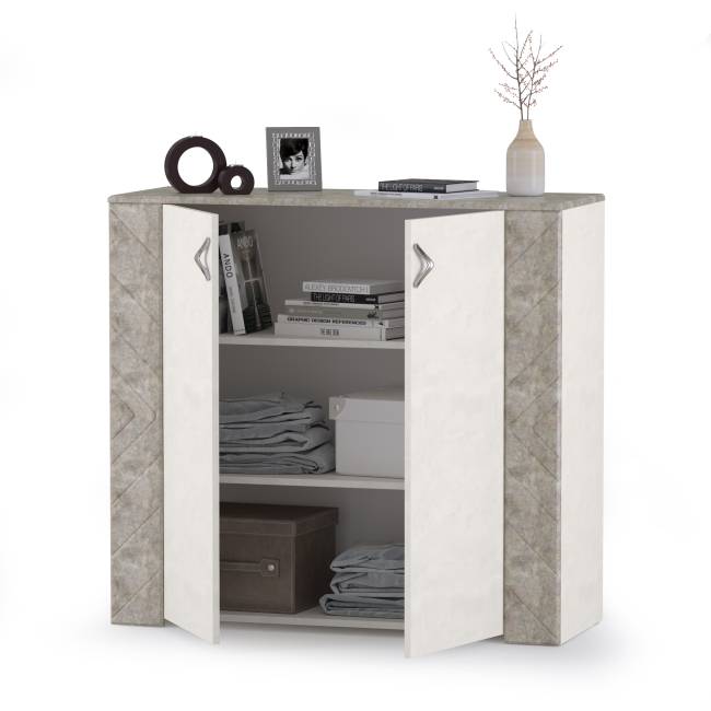 Тумба-комод Амели Моби 13.107 цвет шёлковый камень/бетон чикаго беж