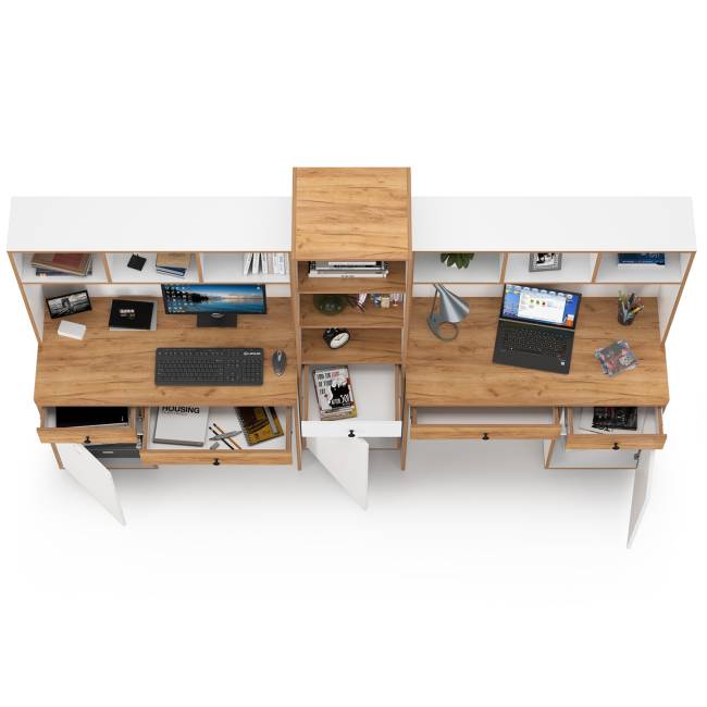 Детская мебельная стенка для двоих детей Вуди цвет белый премиум/дуб крафт золотой Детская мебельная стенка для двоих детей Вуди цвет белый премиум/дуб крафт золотой