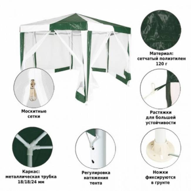 Тент садовый Green Glade 1001 2х2х2х2,6м полиэтилен Тент садовый Green Glade 1001 2х2х2х2,6м полиэтилен