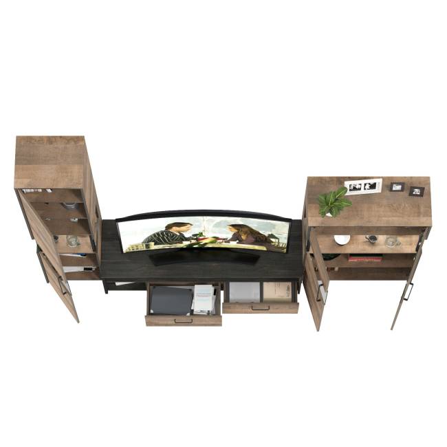 Мебель для гостиной в стиле лофт с подсветкой Трувор № 26 цвет дуб гранж песочный/интра Мебель для гостиной в стиле лофт с подсветкой Трувор № 26 цвет дуб гранж песочный/интра