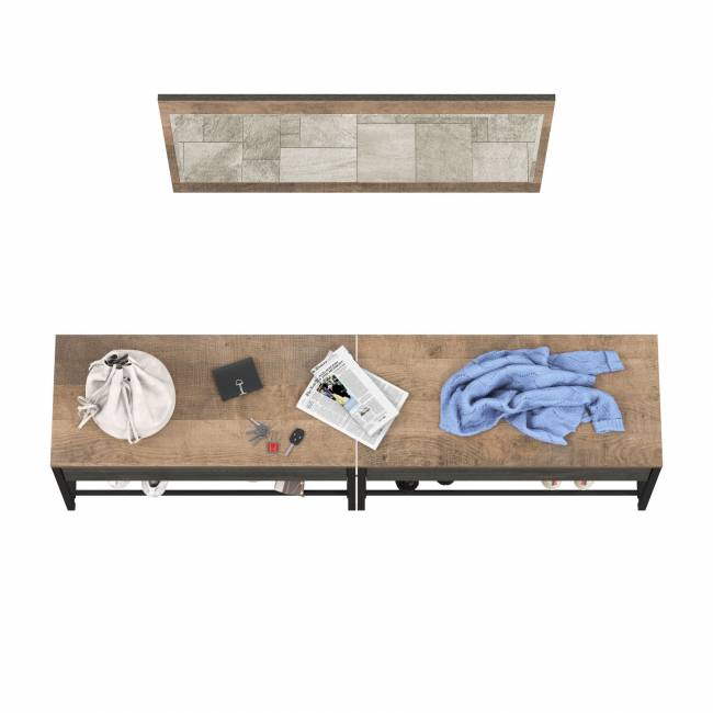 Две тумбы для обуви с сиденьем и зеркалом Трувор цвет дуб гранж песочный/интра Две тумбы для обуви с сиденьем и зеркалом Трувор цвет дуб гранж песочный/интра