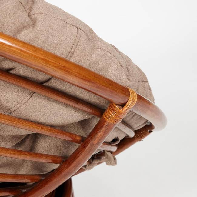 Кресло-качалка PAPASAN/ПАПАСАН w 23/01 B /с подушкой/ 115х78х104 см, Pecan (орех), экошерсть Коричневый, 1811-5 Pecan (орех)