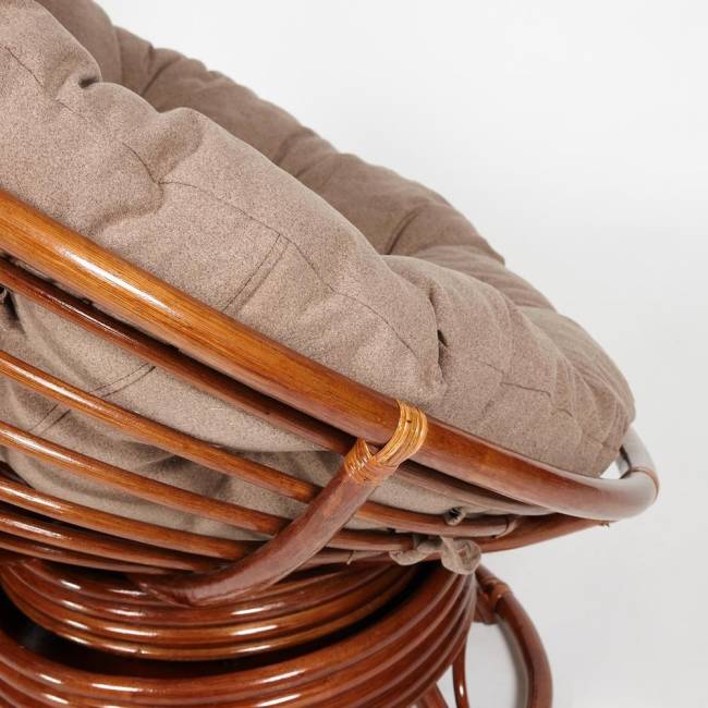 Кресло-качалка PAPASAN/ПАПАСАН w 23/01 B /с подушкой/ 115х78х104 см, Pecan (орех), экошерсть Коричневый, 1811-5 Pecan (орех)