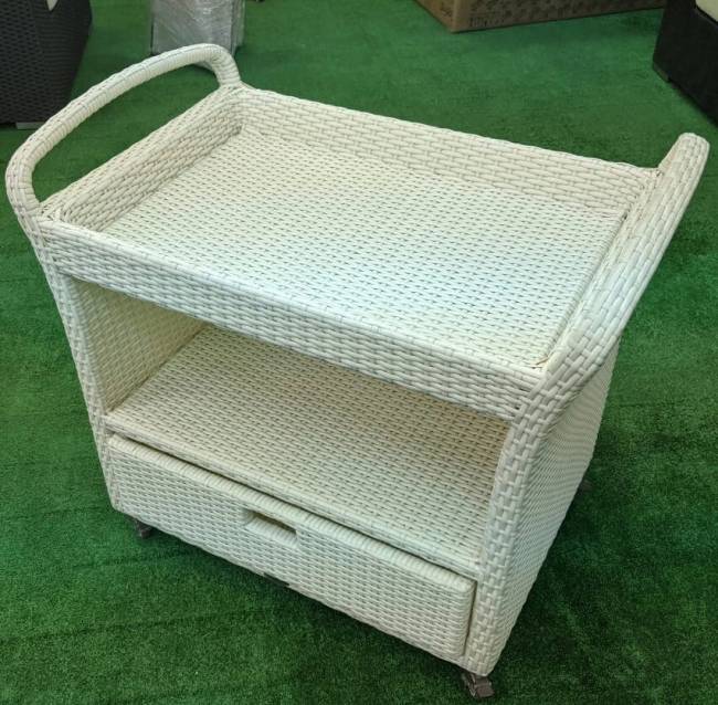 Столик "Золь", из искусственного ротанга, белый