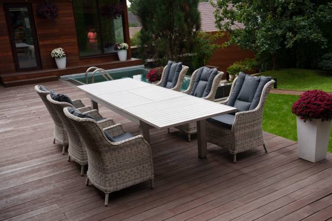 Набор мебели: стол ГАРДА + 6 кресел БЕРГАМО, серый