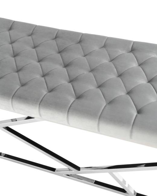 Банкетка-скамейка АРТ ДЕКО велюр серый сталь серебро Банкетка-скамейка АРТ ДЕКО велюр серый сталь серебро