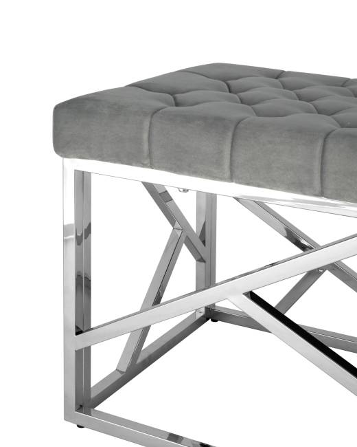 Банкетка-скамейка АРТ ДЕКО велюр серый сталь серебро Банкетка-скамейка АРТ ДЕКО велюр серый сталь серебро