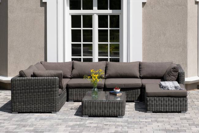 "Лунго" трансформирующаяся лаунж-зона из искусственного ротанга, цвет графит "Лунго" трансформирующаяся лаунж-зона из искусственного ротанга, цвет графит