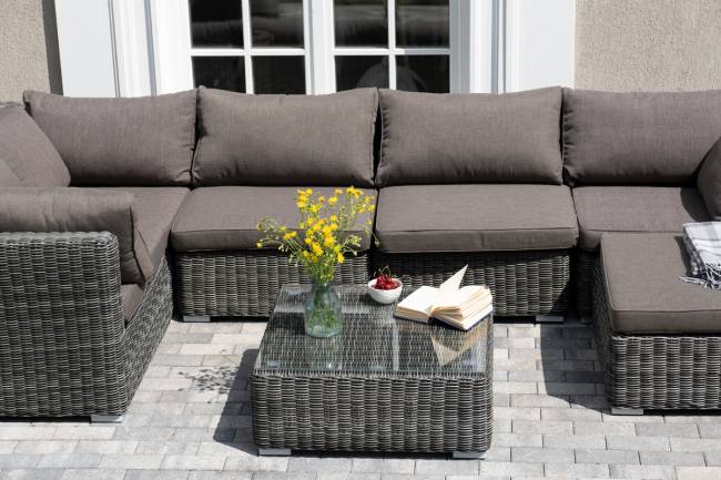 "Лунго" трансформирующаяся лаунж-зона из искусственного ротанга, цвет графит "Лунго" трансформирующаяся лаунж-зона из искусственного ротанга, цвет графит