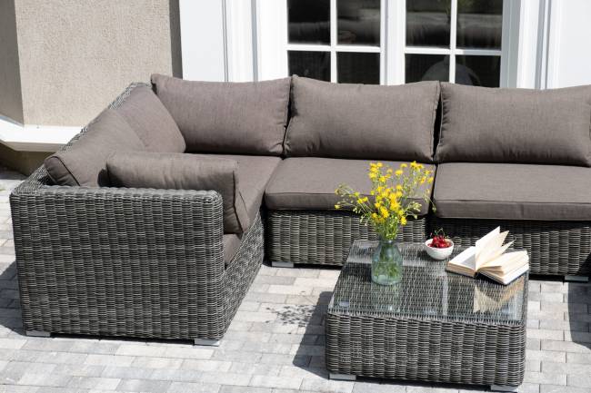 "Лунго" трансформирующаяся лаунж-зона из искусственного ротанга, цвет графит "Лунго" трансформирующаяся лаунж-зона из искусственного ротанга, цвет графит