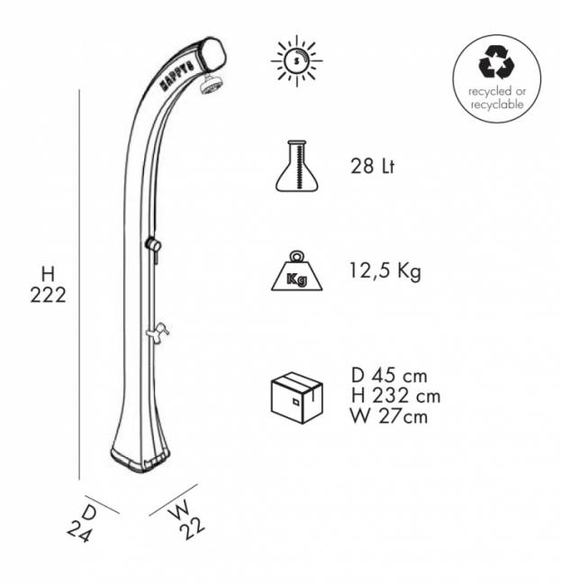 Душ солнечный Happy Five F 520 антрацит 220х240х2220 мм Душ солнечный Happy Five F 520 антрацит 220х240х2220 мм