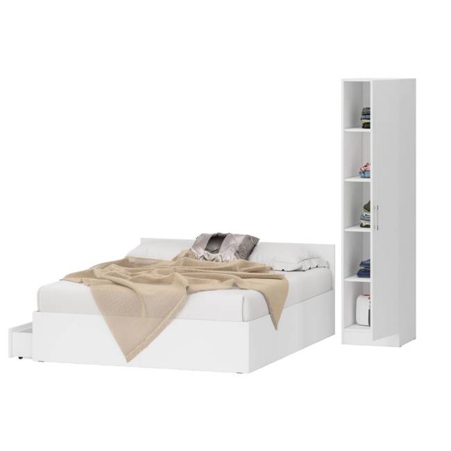 Двуспальная Кровать белая с ящиками 1600 с пеналом Стандарт цвет белый Двуспальная Кровать белая с ящиками 1600 с пеналом Стандарт цвет белый