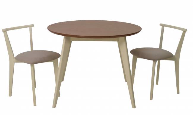 Стол Сканди К 90 слоновая кость/натур со стульями Франк слоновая кость велюр бежевый Стол Сканди К 90 слоновая кость/натур со стульями Франк слоновая кость велюр бежевый