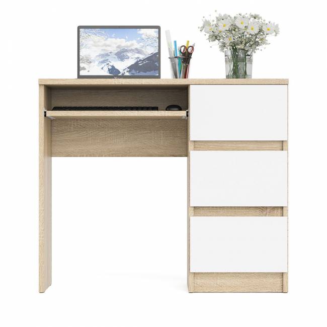 Стол компьютерный три ящика Мори МС-6 правый цвет дуб сонома/белый Стол компьютерный три ящика Мори МС-6 правый цвет дуб сонома/белый