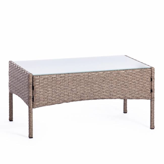 Лаундж сет (диван+2кресла+столик+подушки) (mod. 210013 А) пластиковый ротанг, 107х60х83см/60х60х83см/79,5х45,5х34см, серый, ткань: DB-11 светло-серый