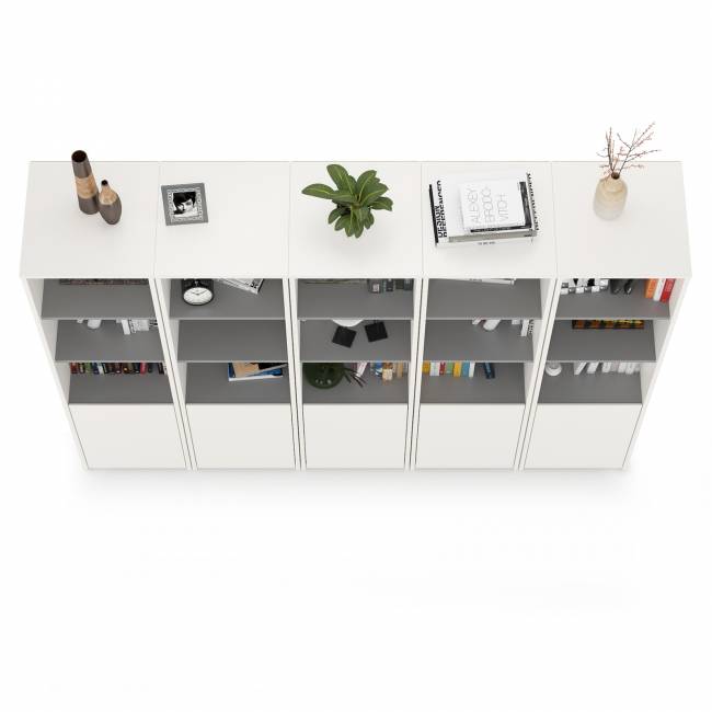 Открытые шкафы для библиотеки Торонто цвет белый шагрень/стальной серый