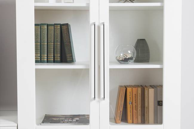 Валенсия два комода-тумбы и сервант три дверки № 123 цвет белый шагрень