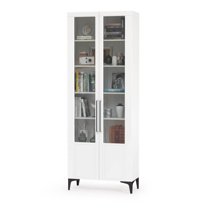 Валенсия два комода-тумбы и сервант три дверки № 123 цвет белый шагрень