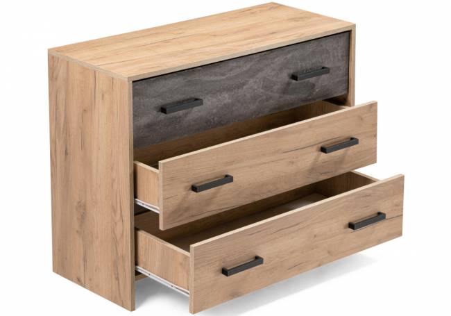 Комод Taika дуб золотой / камень темный