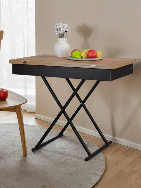 Стол-трансформер Лерон дуб крафт золотой/черный