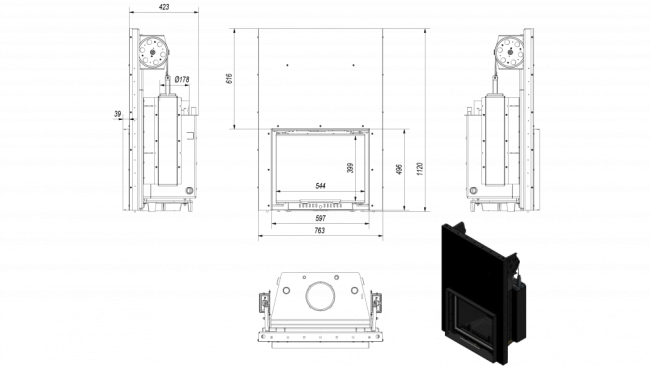 Топка с водяным контуром ANTEK/PW/8/G/W, гильотина