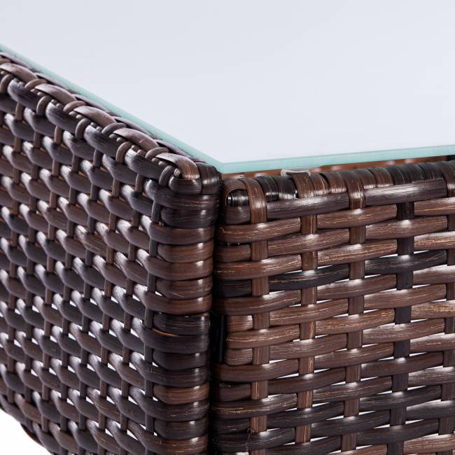 Лаундж сет (диван+2кресла+столик+подушки) (mod. 210013 А) пластиковый ротанг, 107х60х83см/60х60х83см/79,5х45,5х34см, темно-коричневый, ткань DB-18 серый