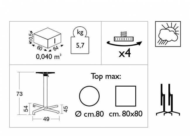 Стол ламинированный обеденный складной Domino белый, цементный 700х700х740 мм Стол ламинированный обеденный складной Domino белый, цементный 700х700х740 мм
