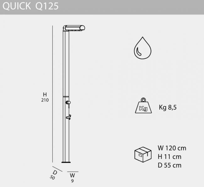 Душ уличный Quick Q125 матовый шифер 500х90х2100 мм