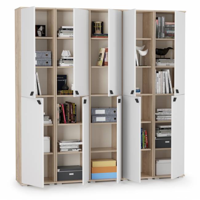 Глухие шкафы Бостон № 50 цвет дуб эндгрейн элегантный/фасады МДФ милк рикамо софт