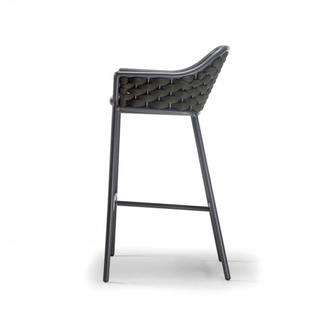 Кресло барное плетеное Panama черный, темно-зеленый, черный 540х540х1010 мм