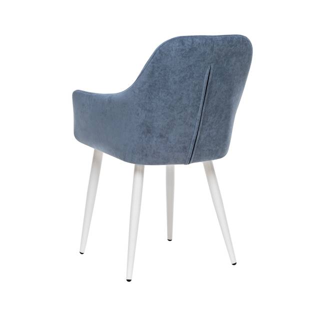 Стул с подлокотниками Leset Слим, каркас Белый, велюр Синий Синий Белый Стул с подлокотниками Leset Слим, каркас Белый, велюр Синий Синий Белый