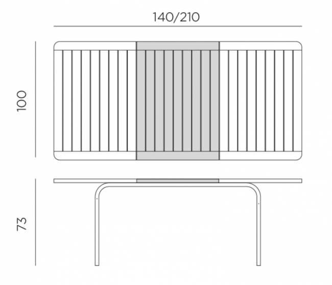 Стол пластиковый раздвижной Alloro 140 Extensible тортора 1400-2100х1000х730 мм