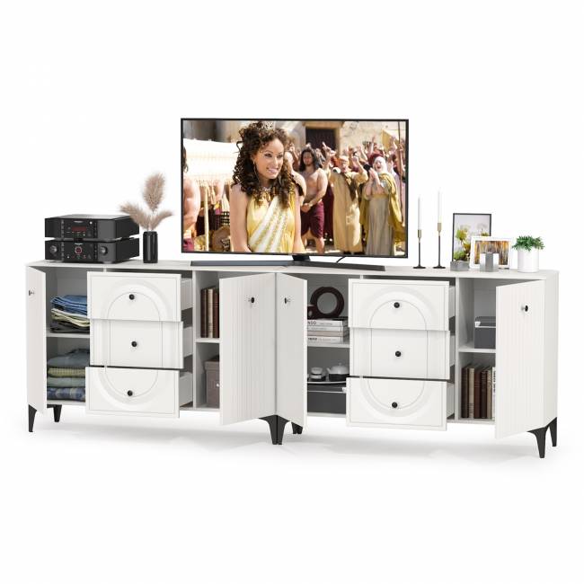Два Комода Валенсия можно использовать как ТВ-тумбу цвет белый шагрень