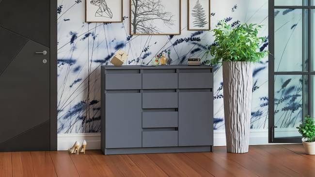 Комод с ящиками и дверками Мори МК1200.4 цвет графит Комод с ящиками и дверками Мори МК1200.4 цвет графит