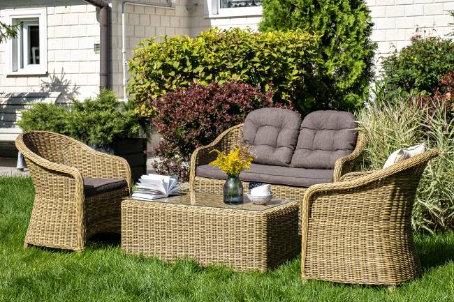 "Равенна" лаунж-зона из искусственного ротанга, цвет соломенный