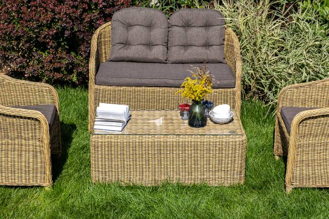 "Равенна" лаунж-зона из искусственного ротанга, цвет соломенный