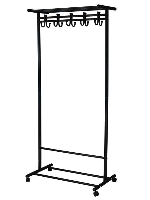 Вешалка напольная на колесах М 9 чёрный с крючками