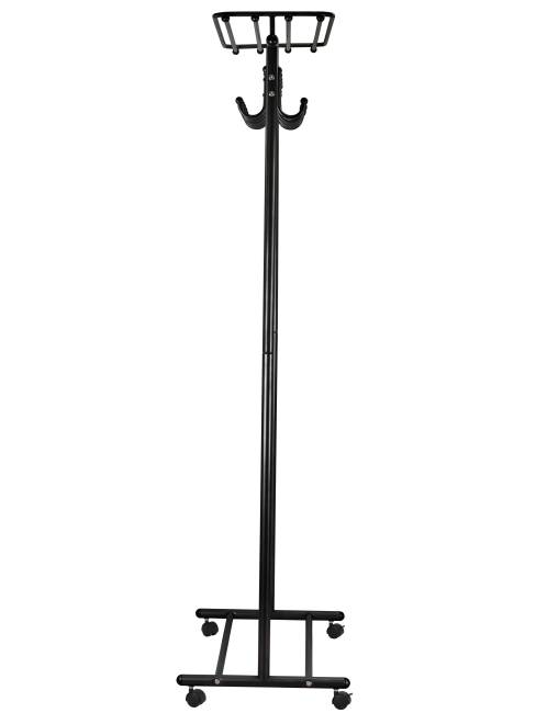 Вешалка напольная на колесах М 9 чёрный с крючками