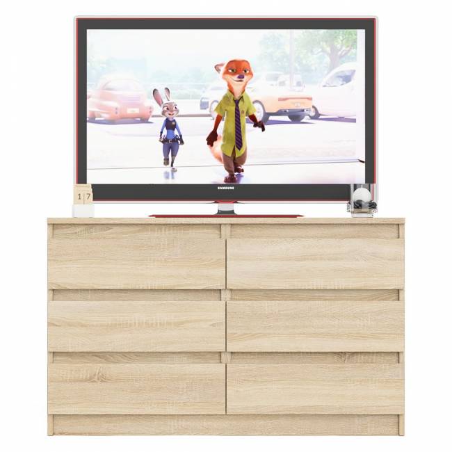 Широкий комод шесть ящиков Мори МК1200.6 цвет дуб сонома