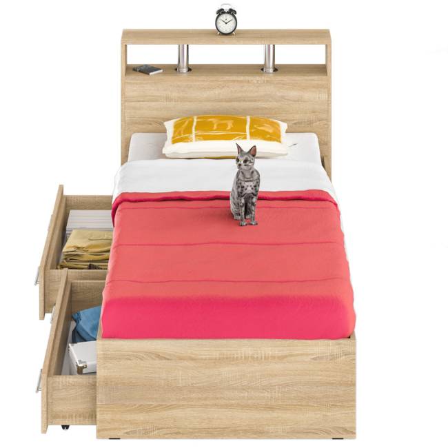 Кровать с ящиками Камелия 900 цвет дуб сонома Кровать с ящиками Камелия 900 цвет дуб сонома