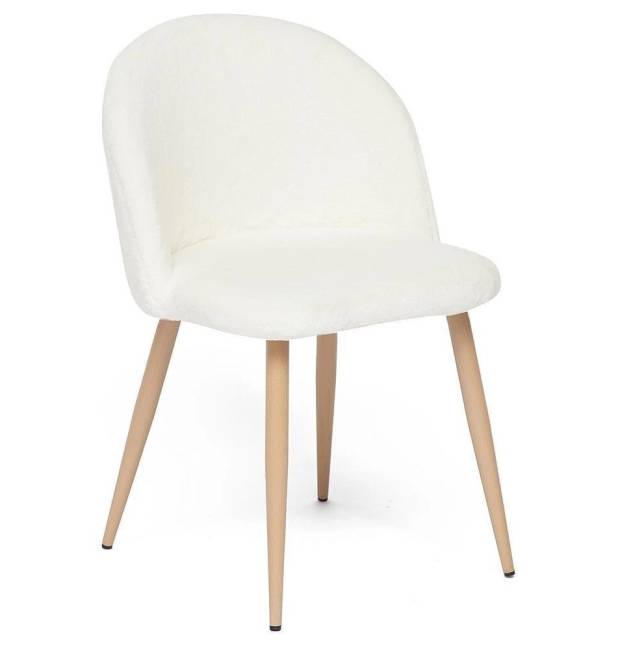 Дизайнерский стул Aruno букле молочный, опора бук натуральный