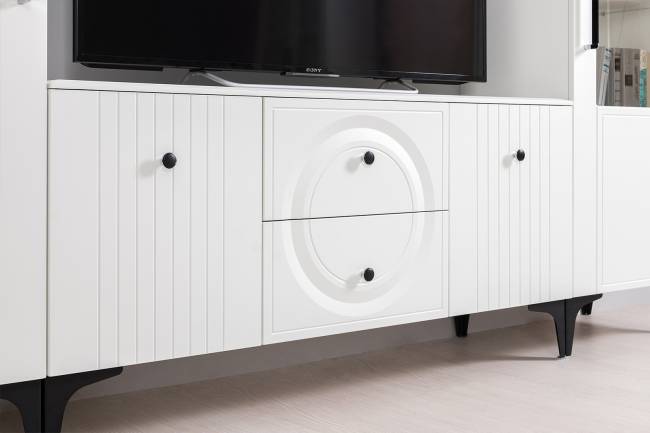 Стенка для гостиной Валенсия № 62 цвет белый шагрень Стенка для гостиной Валенсия № 62 цвет белый шагрень