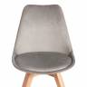 Стул TULIP SOFT (mod. 053V) / 1 шт. в упаковке дерево/пластик/вельвет, 49,5 x 54,5 x 84 см, Светло-серый (HLR 39)/натуральный Светло-серый (HLR 39)/натуральный дерево/пластик/вельвет
