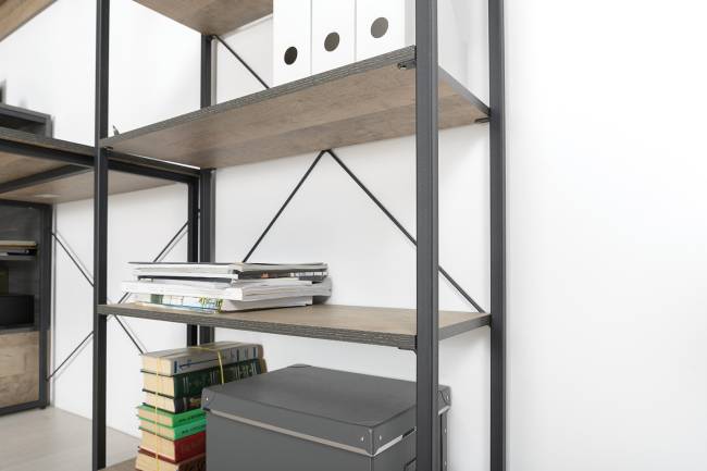 Открытый стеллаж с полками и стеллаж Трувор 13.151.02 цвет дуб гранж песочный/интра