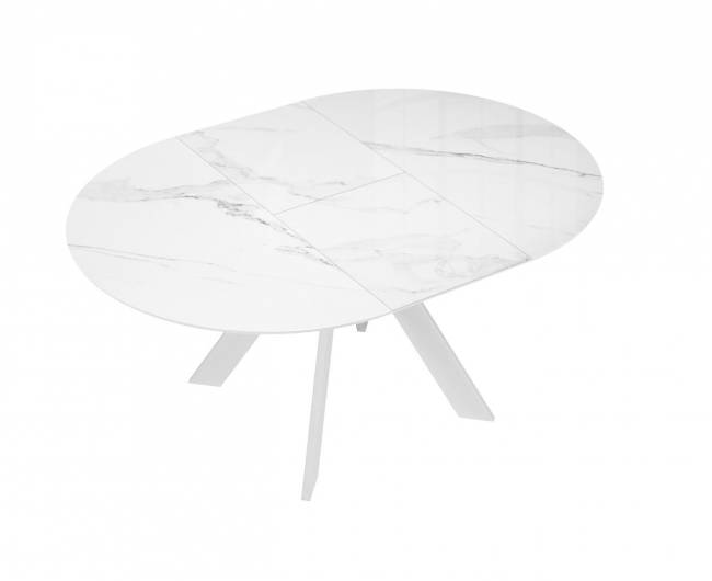 Стол DikLine SFC100 d1000 стекло Оптивайт Белый мрамор/подстолье белое Стол DikLine SFC100 d1000 стекло Оптивайт Белый мрамор/подстолье белое