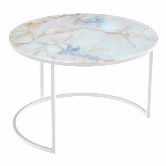 Набор кофейных столиков Tango бежевый мрамор с белыми ножками, 2шт RF 0352 Набор кофейных столиков Tango бежевый мрамор с белыми ножками, 2шт RF 0352