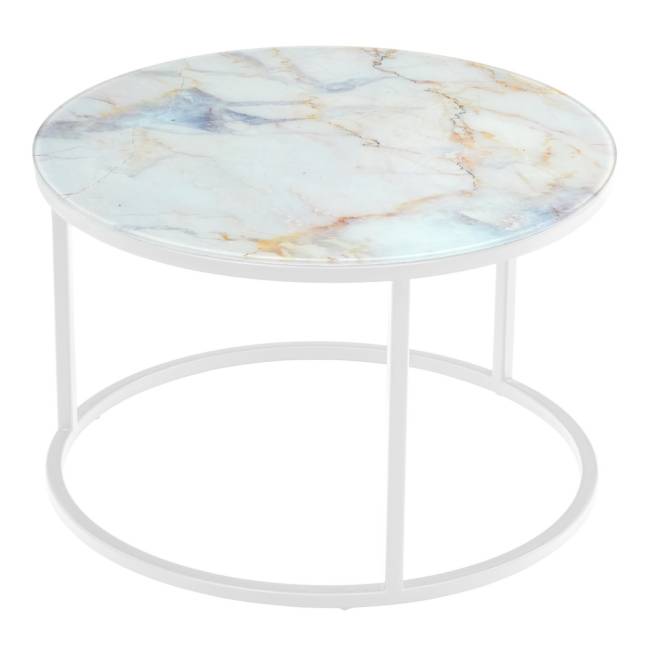 Набор кофейных столиков Tango бежевый мрамор с белыми ножками, 2шт RF 0352 Набор кофейных столиков Tango бежевый мрамор с белыми ножками, 2шт RF 0352