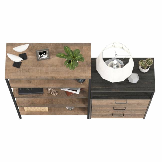 Открытый стеллаж с полками и комод с ящиками Трувор цвет дуб гранж песочный/интра Открытый стеллаж с полками и комод с ящиками Трувор цвет дуб гранж песочный/интра