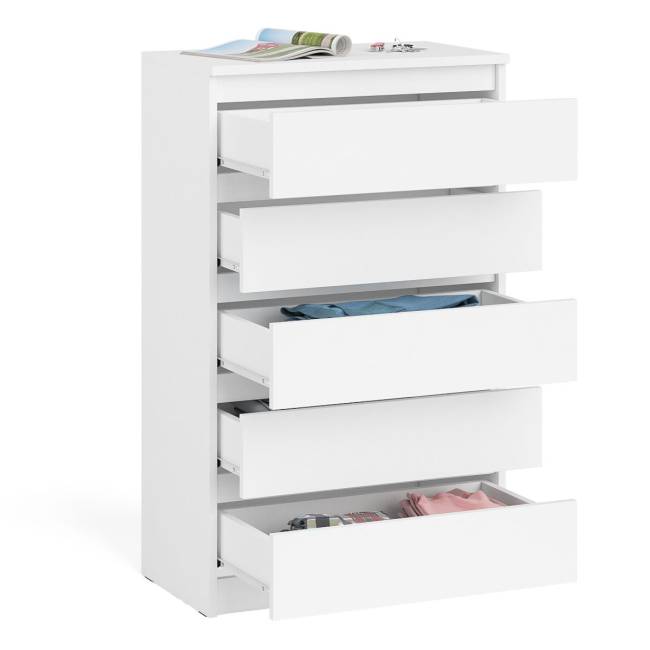 Узкий комод пять ящиков Мори МК700.5 цвет белый